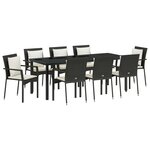 vidaXL Ensemble de salle à manger pour jardin 9 pc Noir polyrotin