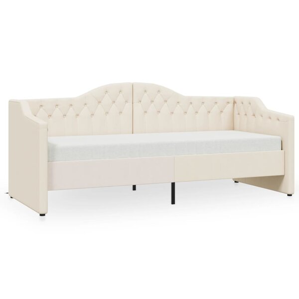 vidaXL Lit avec éclairage USB Crème Tissu 90x200 cm