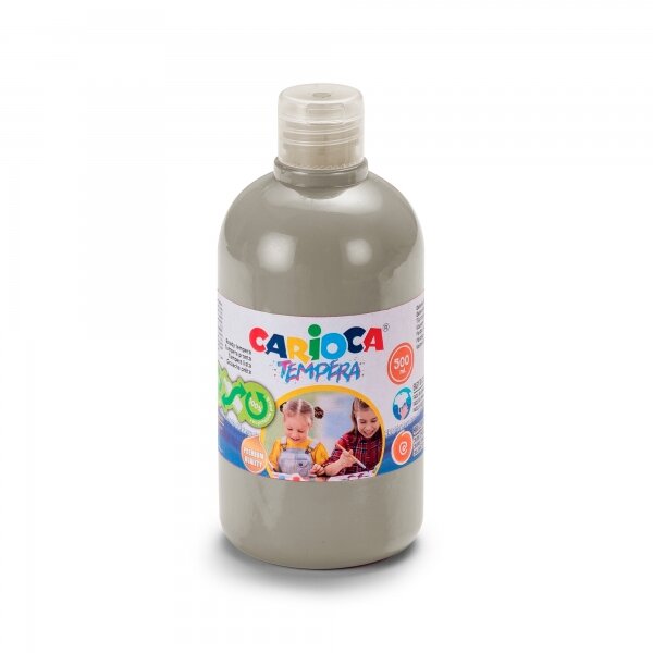 Bouteille Carioca Tempera 500 ml - Super lavable - Facile à mélanger - Haute opacité - Couleur Argent