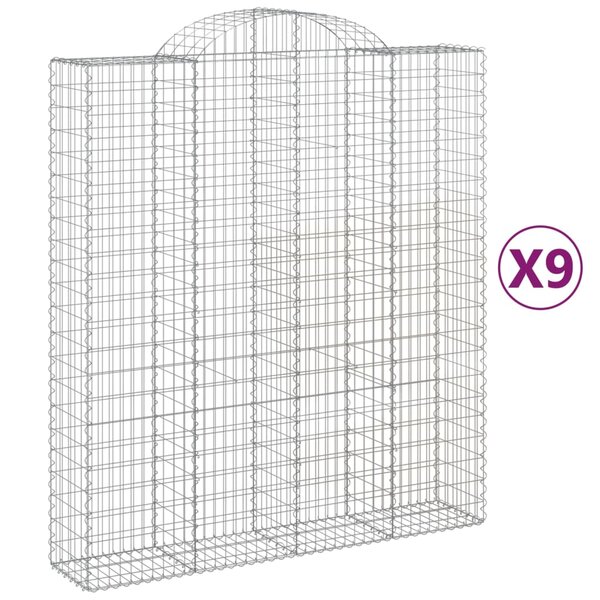 vidaXL Paniers à gabions arqués 9 Pièces 200x50x220/240 cm Fer galvanisé