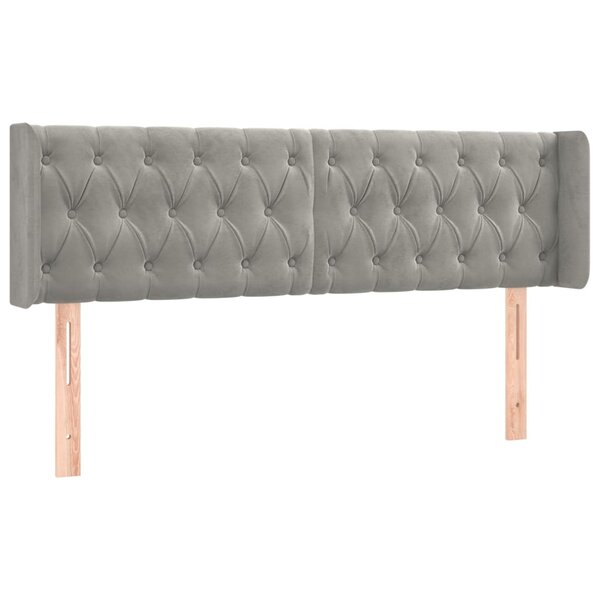 vidaXL Tête de lit avec oreilles Gris clair 147x16x78/88 cm Velours