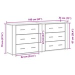 vidaXL Buffet Chêne noir 160 x 33 x 70 cm Bois d'ingénierie