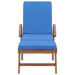 vidaXL Chaises longues avec coussins 2 Pièces Bois de teck solide Bleu