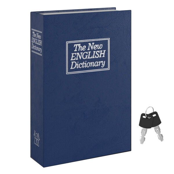 ACROPAQ Coffre Fort Discret a clé Livre- Coffre-fort a clé 155 x 245 x 55 mm simulé en livre- Sécurisez vos objets- Bleu