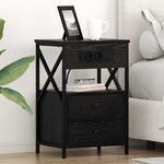 vidaXL Cabinet de chevet avec tiroir 2 Pièces Chêne noir 40 x 31 x 60 cm