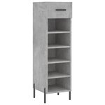 vidaXL Armoire à chaussures gris béton 30x35x105 cm bois d'ingénierie
