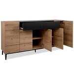 Buffet Commode Bois de Chêne en Noir Naturel Meuble de Salon