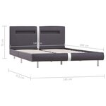 vidaXL Cadre de lit avec LED gris similicuir 140x200 cm