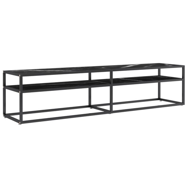 vidaXL Meuble TV marbre noir 180x40x40 5 cm verre trempé