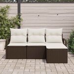 vidaXL Ensemble de canapé de jardin avec coussin 4 Pièces Marron et Crème
