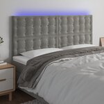 vidaXL Tête de lit à LED Gris clair 160x5x118/128 cm Velours