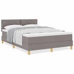 vidaXL Lit boxspring avec matelas Taupe 160 x 200 cm tissu
