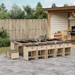 vidaXL Ensemble à manger de jardin et coussins 15 Pièces mélange beige
