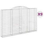 vidaXL Paniers à gabions arqués 9 Pièces 300x30x180/200 cm fer galvanisé