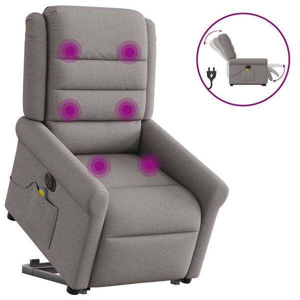 vidaXL Fauteuil inclinable de massage électrique Taupe Tissu