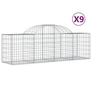 vidaXL Paniers à gabions arqués 9 Pièces 200x50x60/80 cm Fer galvanisé