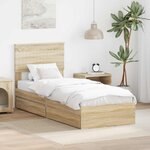 vidaXL Lit de Rangement Chêne Sonoma 75 x 190 cm Bois d'ingénierie