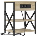 vidaXL Table de nuit avec station de chargement 2 Pièces Chêne sonoma