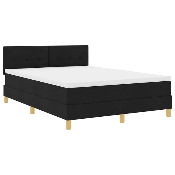 vidaXL Lit à ressort LED avec matelas avec LED Noir 140 x 200 cm tissu