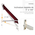 Store banne manuel inclinaison réglable aluminium polyester imperméabilisé 70l x 180l cm aubergine