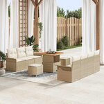 vidaXL Ensemble de canapés de jardin en 10 pièces avec des coussins en rotin poly beige et acacia.