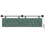vidaXL Tête de lit suspendue Avec lumière LED Vert Mer Velours
