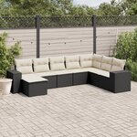 vidaXL Salon de jardin 8 Pièces avec coussins noir résine tressée