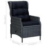 vidaXL Ensemble à manger d'extérieur 7Pièces et coussins rotin gris foncé