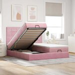 vidaXL Cadre de lit ottoman avec matelas rose 180x200 cm velours