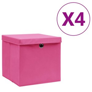 vidaXL Boîtes de rangement avec couvercles 4 Pièces 28x28x28 cm Rose