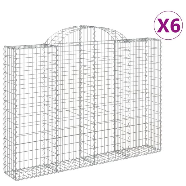 vidaXL Paniers à gabions arqués 6 Pièces 200x30x140/160 cm Fer galvanisé