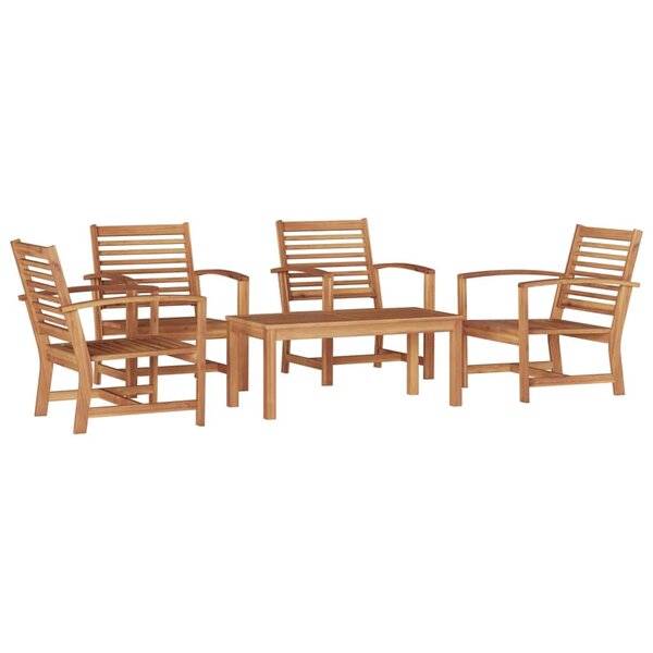 Ensemble de canapé de jardin 5 Pièces Naturel Bois de teck solide