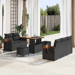 vidaXL Ensemble de canapé de jardin 8 Pièces Noir polyrotin