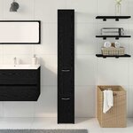 Meuble de salle de bain vidaXL Noir Chêne 25x25x170 cm en bois d'ingénierie
