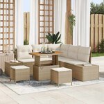 vidaXL Ensemble de canapé de jardin 8 Pièces Beige Poly rotin