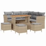 vidaXL Ensemble de canapé de jardin 9 Pièces Beige polyrotin