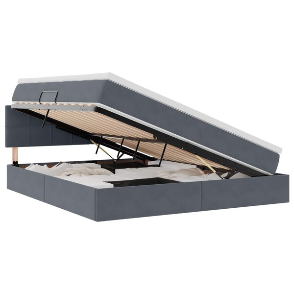 vidaXL Lit de rangement LED avec matelas Gris foncé 180 x 200 cm