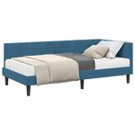 vidaXL Cadre de lit d'angle avec matelas 2 pc Bleu 90 x 200 cm Velours