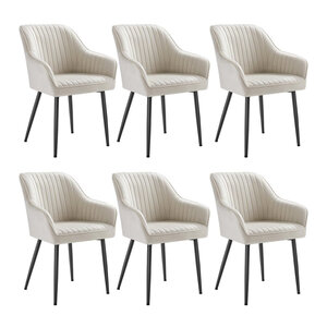 Chaise de salle à manger fauteuil siège rembourrée avec accoudoirs largeur d’assise 49 cm pieds en métal revêtement en velours charge 110 kg pour salon chambre beige 12_0004918