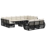 vidaXL Ensemble de canapé de jardin 14 pc Noir et blanc crème