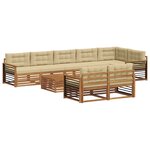 vidaXL Ensemble de canapés d'extérieur 9 Pièces Naturel et Beige