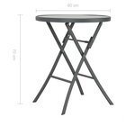 Vidaxl table de bistro pliable gris 60 x 70 cm verre et acier