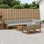 vidaXL Ensemble de canapés d'extérieur 9 Pièces Naturel et Gris clair