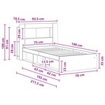 vidaXL Cadre de lit avec rangement Gris béton 75 x 190 cm
