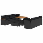 vidaXL Ensemble de canapé de jardin 11 Pièces Noir Poly rotin