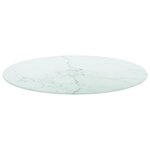 vidaXL Dessus de table blanc Ø70x0 8cm verre trempé avec design marbre