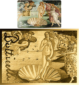 Monnaie BIRTH OF VENUS Botticelli 1/1000 Oz Medaille Or