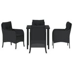 vidaXL Ensemble de Salle à Manger de Jardin 5 Pièces avec Coussins Rattan Poly Noir