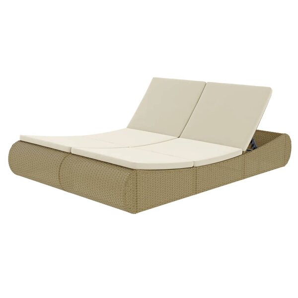 vidaXL Chaise longue d'extérieur Résine tressée Beige