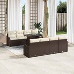 vidaXL Ensemble de canapé de jardin 9 Pièces Marron Poly rotin